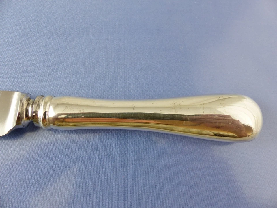 CUCHILLO DE CENA INGLÉS ANTIGUO MANGO HUECO HOJA FRANCESA DE BIRKS RODEN STERLING  Foto 2 de 4