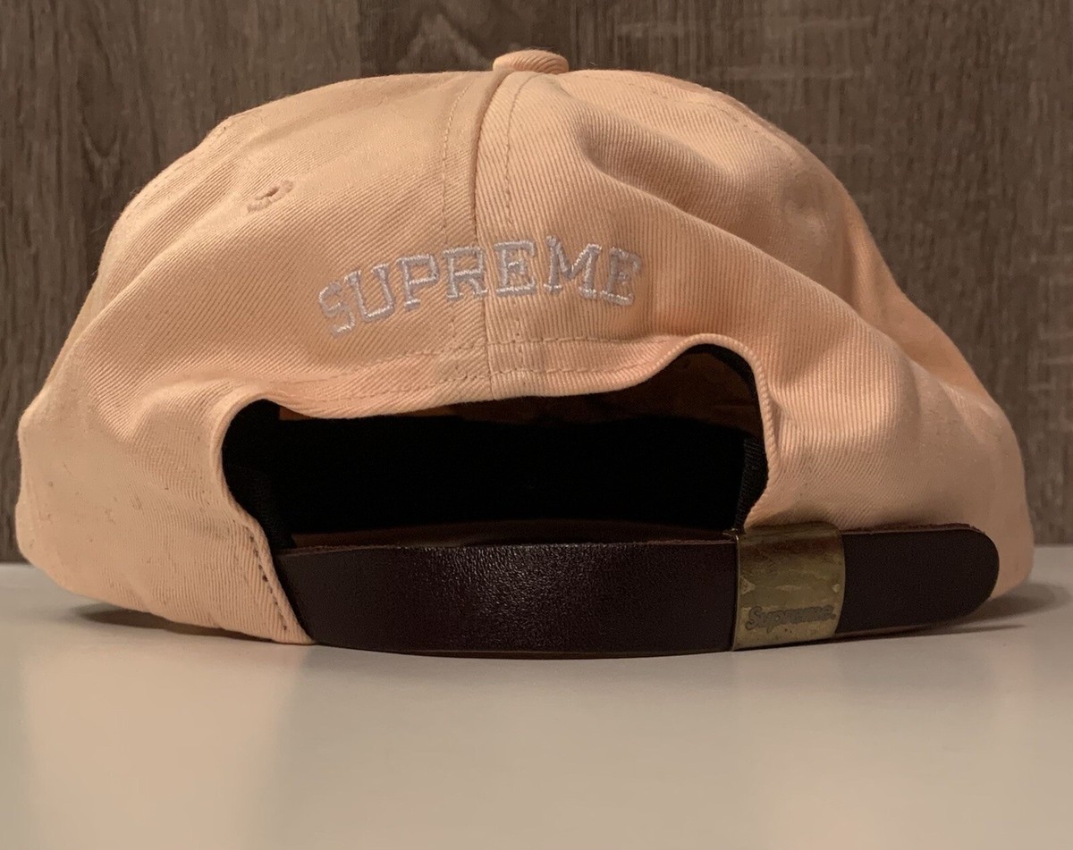 Supreme Cap Hat Visor Label 6-Panel Logo Peach SS18 | eBay