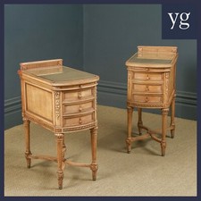 Antique Italian Pair Two Renaissance Beech Lime Washed Besides Cabinets Tables