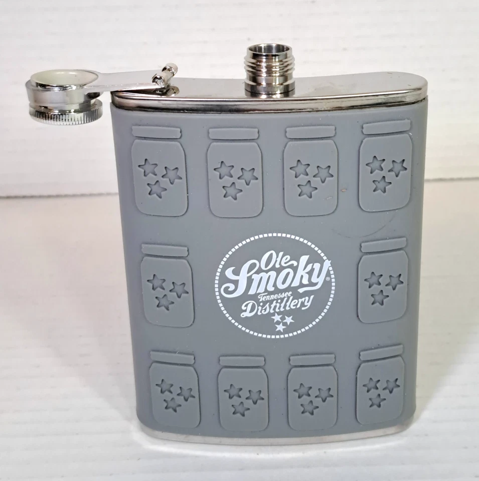 Frasco molde tarro de silicona gris acero inoxidable destilería Ole Smokey Tennessee 8 oz Foto 2 de 4
