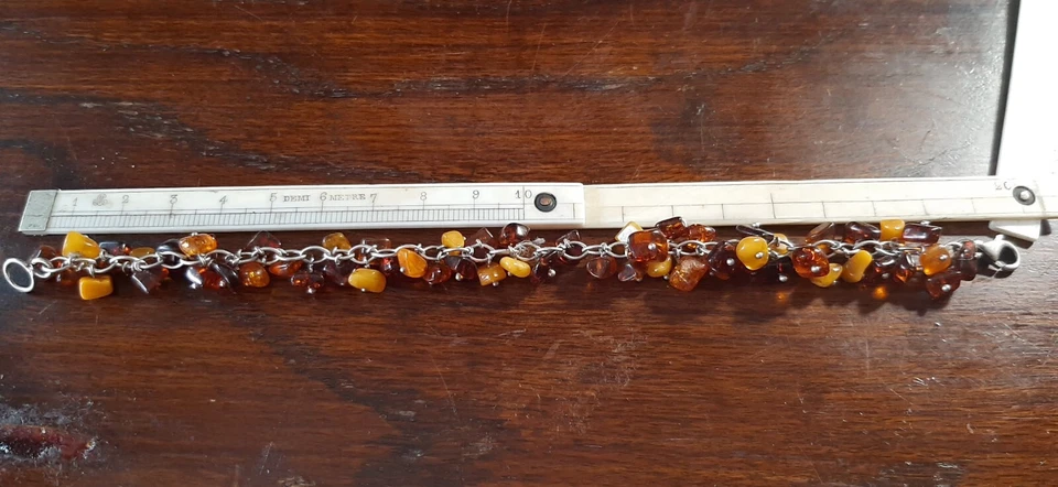 Bracciale-ambra - Argento Vintage - Immagine 3 di 3