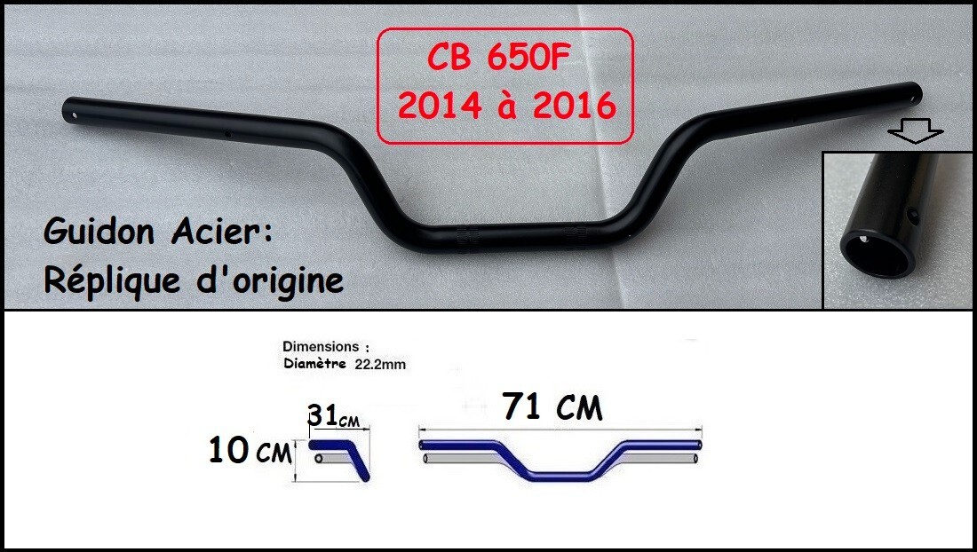 Guidon CB650F adaptable pièce moto rechange guidon CB 650 F 2014 2016