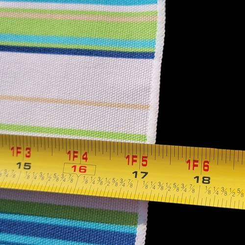 Set Of 4 Placemats Matching Napkins Blue Green Striped Cabana - Picture 8 of 9
