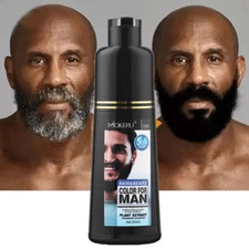 200ml Permanent Men Beard Hair Color Dye Tint Moustache Black Darkening Shampoo