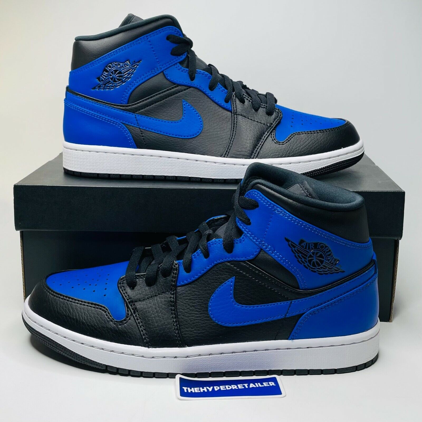 Nike Air Jordan 1 Mid Hyper Royal Blue Black Men's & GS Sizes 554724