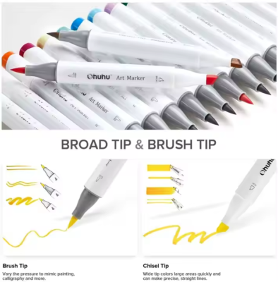 Ohuhu 120/168/216/320 Colors Art Marker Set Brush+Broad or Brush+