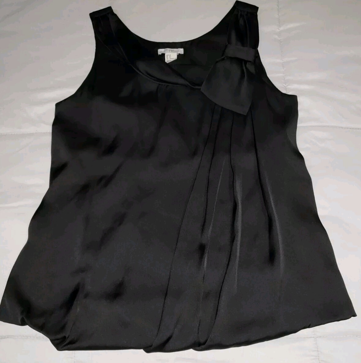 H&M Top Womens Black Satin Blouse Size New