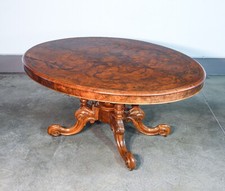 ⚜️ ANTICO TAVOLO VITTORIANO A VELA LEGNO RADICA 1800 OVALE INTARSIATO SCOLPITO