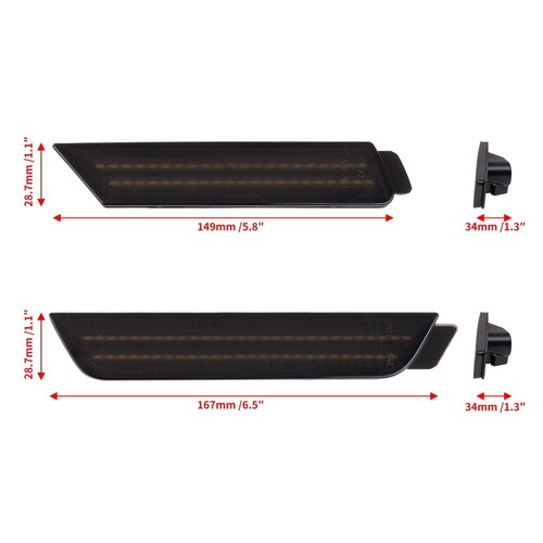 For Chevy Camaro 10-15 2Row Dynamic Blue Front Rear LED Bumper Side Marker Light - Imagen 2 de 12