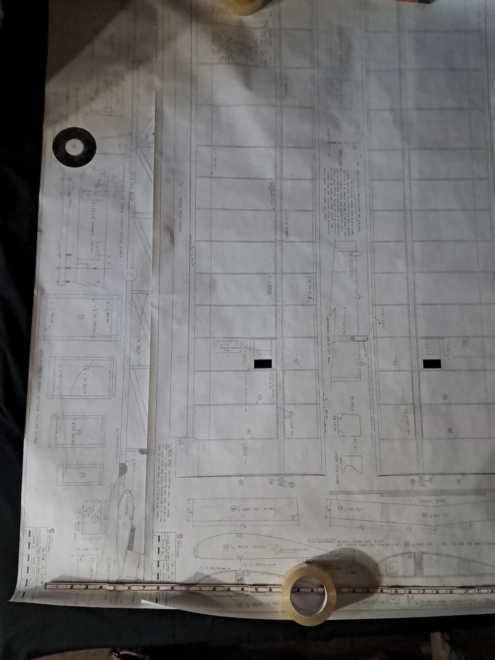 Model Airplane Large Printed Plan RC Scale Plane Drawing Slow N Low P30 - Image 2 of 4