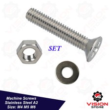 BOLTS AND NUTS AND WASHER STAINLESS STEEL M4 M5 M6 MACHINE SCREWS COUNTERSUNK