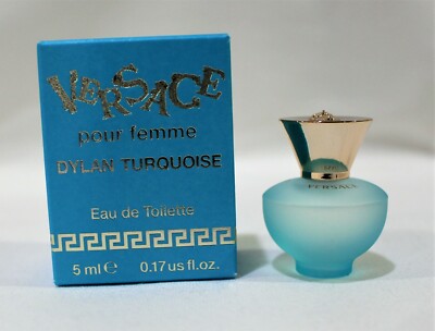 Versace Dylan Turquoise Eau De Toilette 0.17 fl oz 5ml Collectible Bottle 