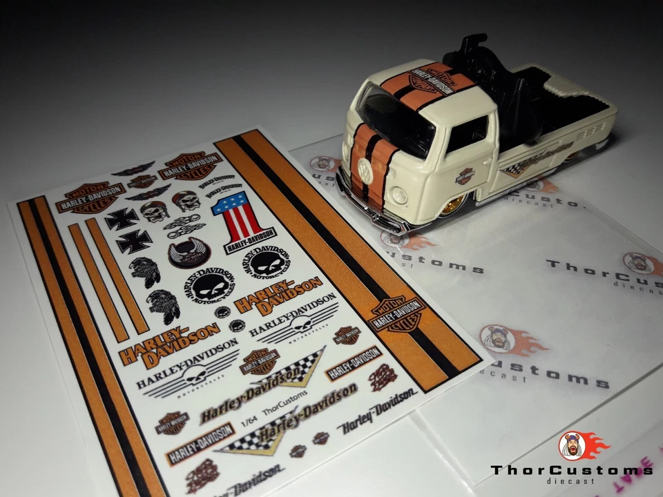 Harley-Davidson, para Hot Wheels, Matchbox - Calcomanías Water-Slide transparentes escala 1/64 Foto 2 de 4