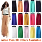 Women Maxi Skirt Chiffon Pleated Retro Long Dress Elastic Waist Hot Beach Wrap