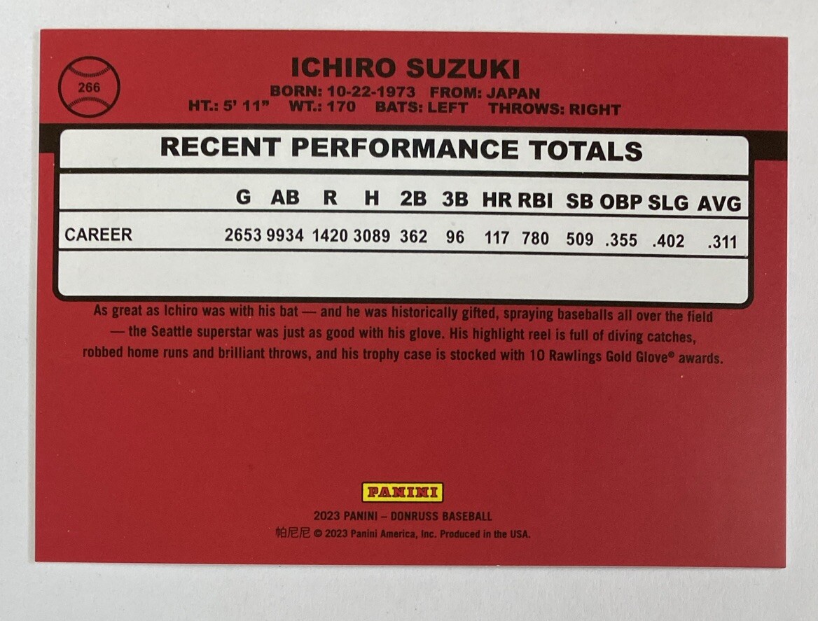 2023 Donruss Ichiro Suzuki Red Retro Reverse Image #1867