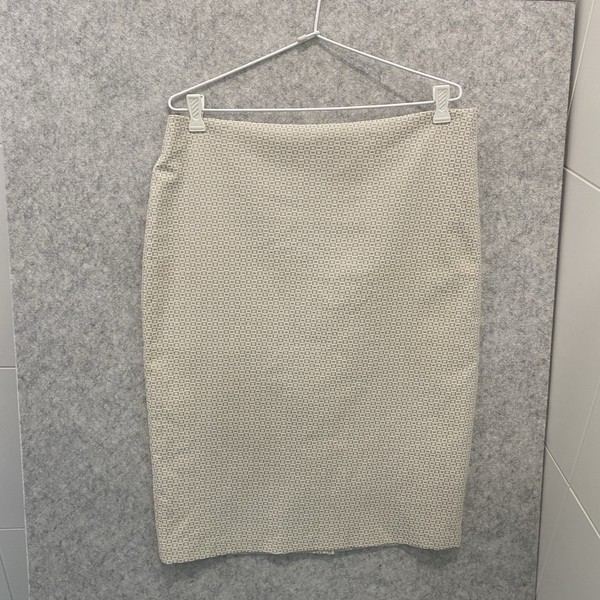 Stitches Skirt Womens 14 Straight Pencil White Beige Cotton Blend Lined Classic