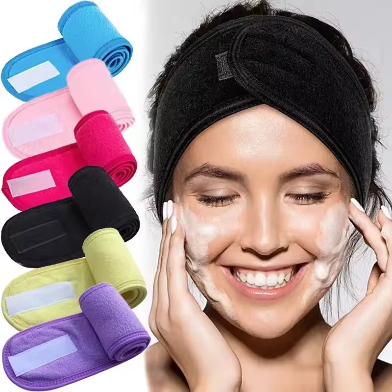 Adjustable Spa Facial Hair Wrap Terry Cloth Headband Makeup Skincare Bands Lot - Image 2 of 4