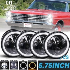 4pcs Black 5 34 5.75 Inch Led Headlights W White Drl Amber Turn Signal Ring