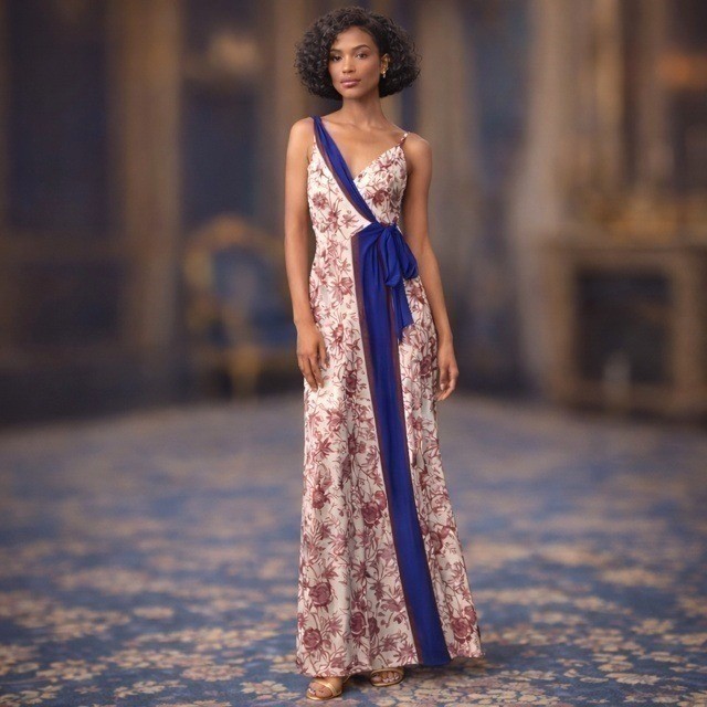 Lauren Ralph Lauren Size 2 Floral Maxi Dress BlueSash Sleeveless Formal Gown NWT