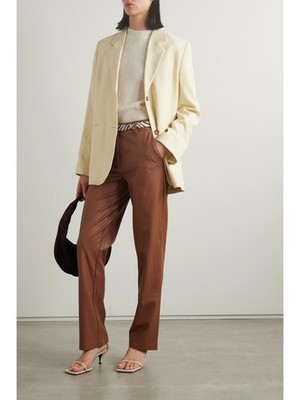 Commando Faux stretch-leather straight-leg pants in Camel Small Womens Vegan