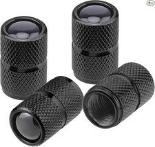 Universal Tire Valve Stem Caps, 4pcs Aluminum Tire Valve Cap Set, Solid-Black