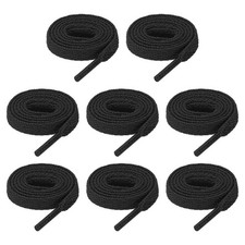 4 Pairs Flat Shoe Laces 5/16" x 50" Polyester Sneaker Shoestring, Black