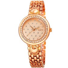 Burgi BUR170RG Analog Quartz Rose-Tone Swarovski Crystal Accented Womens Watch