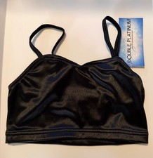 Double Platinum N8910 Girls Satin Camisole Bra Top Black Women XXL