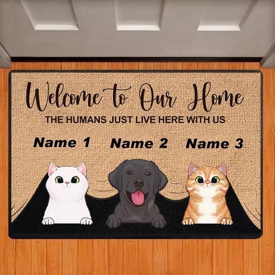 Welcome To Our Home Custom Dog Cat Name Doormat Rug Personalized Floor Mats