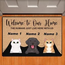 Welcome To Our Home Custom Dog Cat Name Doormat Rug Personalized Floor Mats