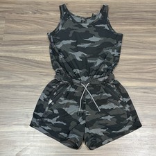 Athleta Girl On The Go Black Camo Girl's Romper Size Med 8/10