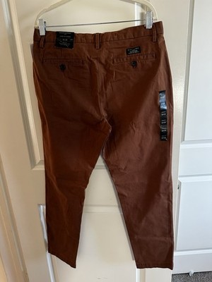 Banana Republic Athletic Fit Chino Pants Brown Cotton Twill Button Zip Pockets