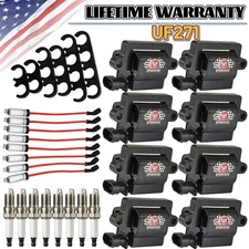 8* Square Ignition Coil+Spark Plug+Wire Kit For Chevy Silverado 1500 Tahoe GMC