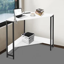 Corner Computer Desk with USB & Outlets-66Lbs Load Space-Saving Home Office Desk