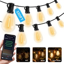 150FT String Lights Waterproof, LED Outdoor Lights with Remote APP Control Gvvoo