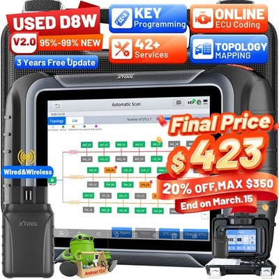XTOOL D8W V2.0 Wireless OBD2 Scanner Full System Diagnostic Topology E.CU Coding