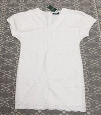 New Lauren Ralph Lauren Womens Cotton Embroidered Eyelet Dress - Size 4 - White