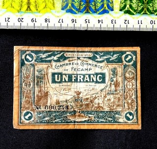 (FR 2.23 ) Billet de banque 1 Franc Fécamp Année : 1920 .
