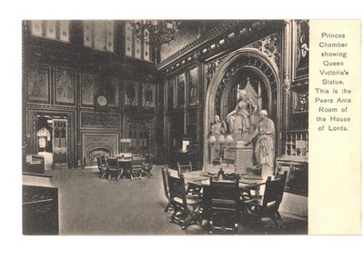 Princes Chamber Queen Victoria Statue House of Lords London RPPC Aug 31 1911