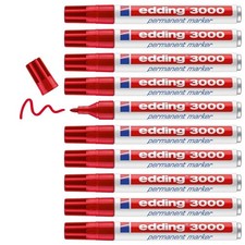 edding 3000 permanent marker - red - box of 10 - round tip 1.5-3 mm - quick-dryi