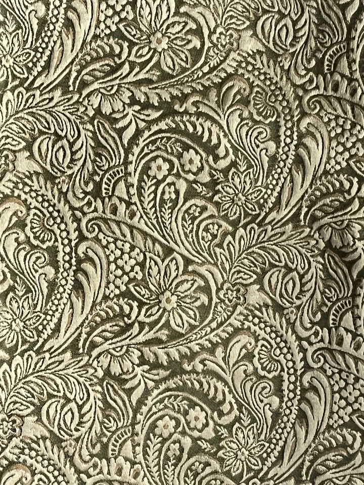 Gorgeous Olive Green, Gold, and Bronze Damask Heavy Upholstery Fabric. 3.1 yards - Image 2 of 3