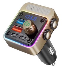 54W Bluetooth 5.3 Car Adapter w/ 4 Charging Ports Wireless Radio FM Transmitter