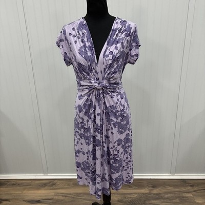 Seraphine Women's Size 8 Purple Floral Ruched Maternity Dress Nursing Mother