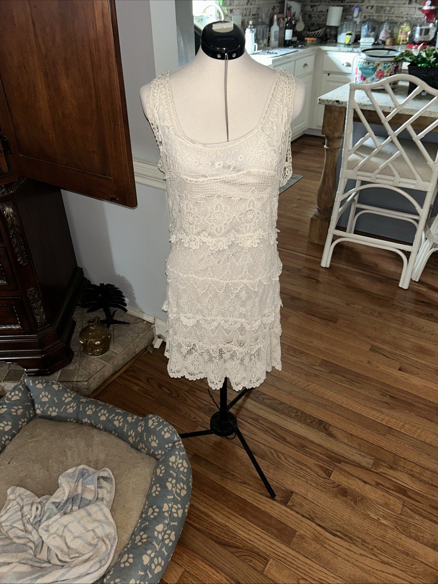 solitaire crochet dress Solitaire Ravikhosla Women's Dress Size M White Crochet 3/4 Sleeve Lined