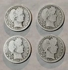 Lot of 4 Barber Quarters 1914 P × (3) 1916 D 🔥$1 Face 🔥90% Silver #101
