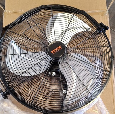 VEVOR BT-WL18B High Velocity Metal Wall Mount Fan, 3-Blade, Black/Silver, 90W