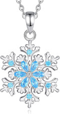 925 Sterling Silver Snowflake Necklace for Women, Dainty Snowflake Pendant Winte