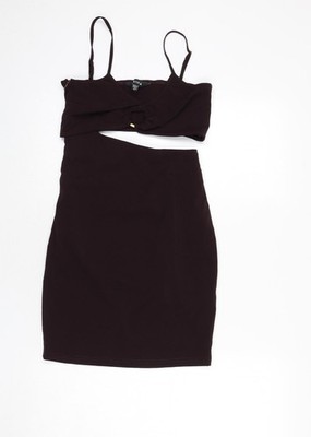 NaaNaa Damen lila Polyester figurbetont Größe 10 V-Ausschnitt Reißverschluss - Mini, Cut-Out