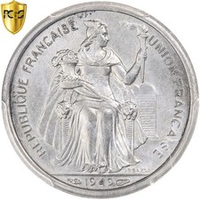 [#489375] New Caledonia, 1 Franc, 1949, Paris, Specimen, Silver, PCGS, SP64, Lec