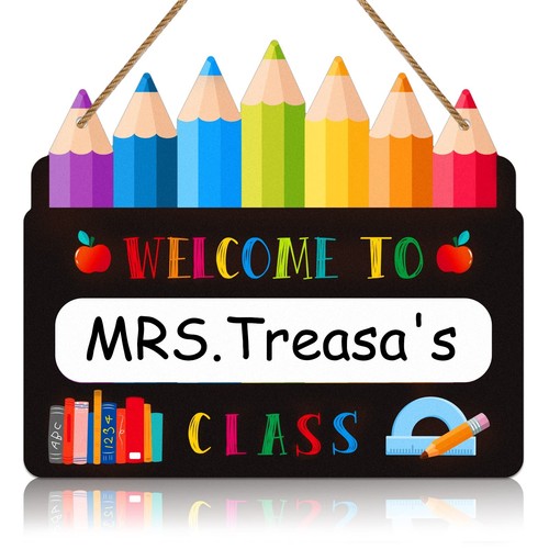 Welcome Sign for Classroom Door Decorations,13" Personalized Teacher Sign for...
